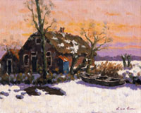 Schilderij : Winter, Nieuwkoop (1999)